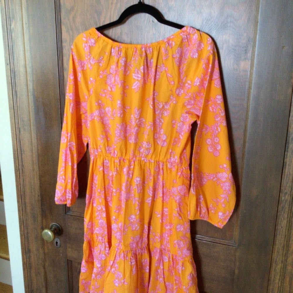 J Crew Tiered Fit and Flare Dress in Bright Orange/Pink Floral sz 8 NWT - Picture 7 of 8